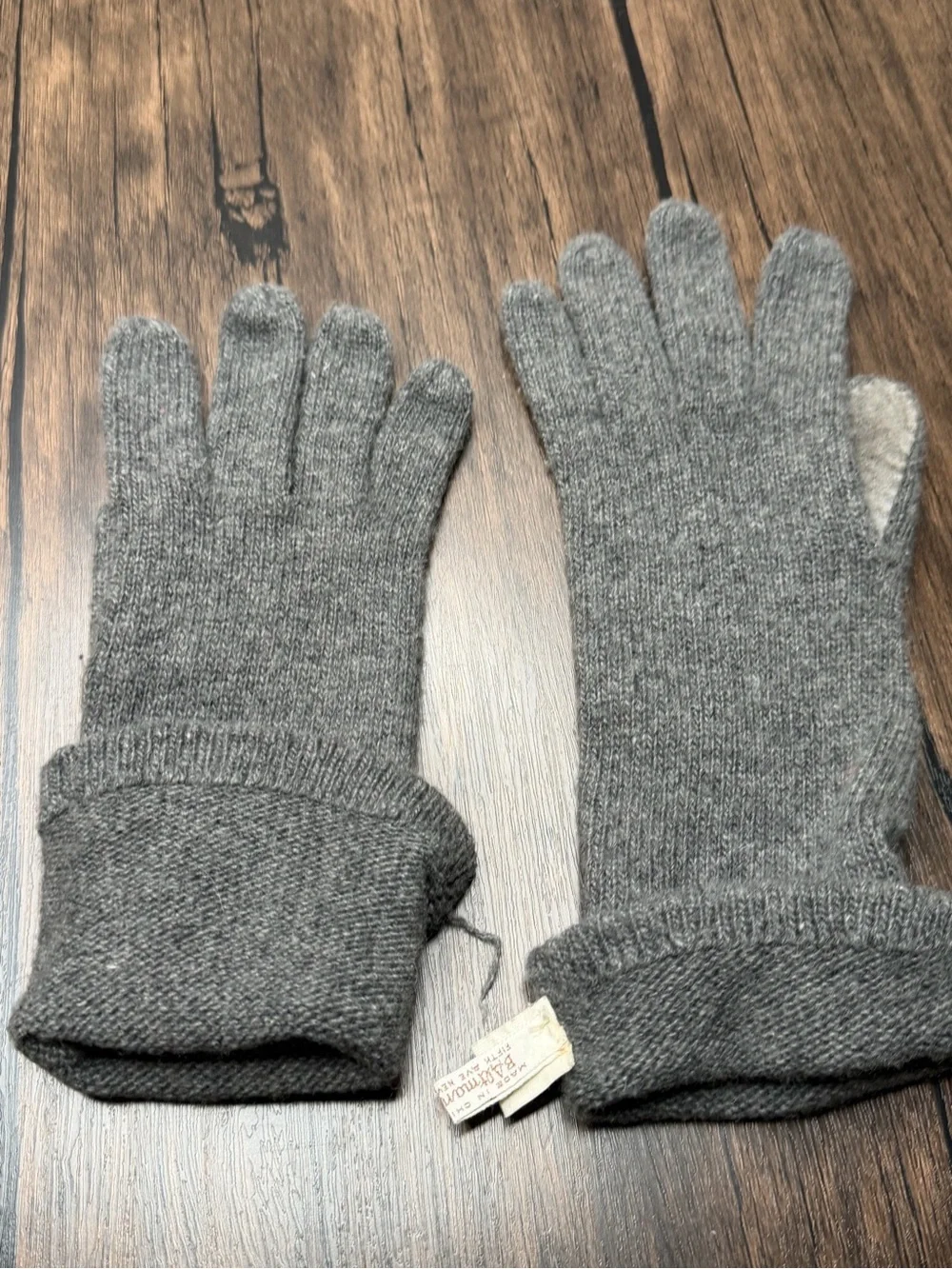 vintage B Altman &Co grey cashmere leather longe gloves